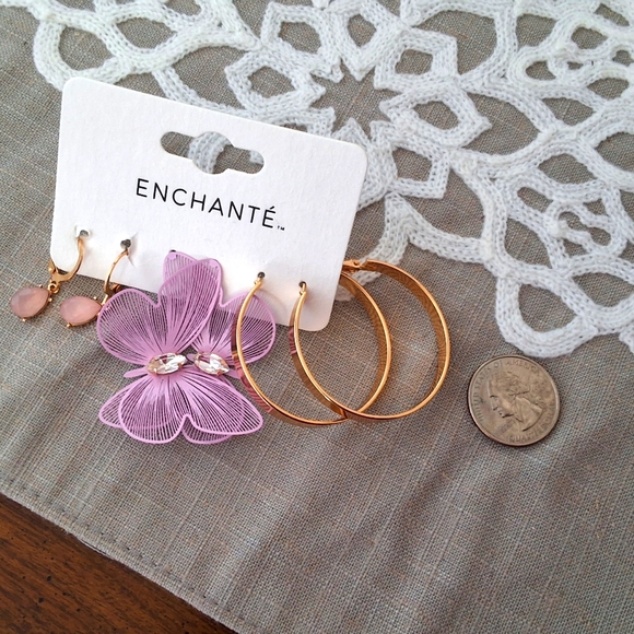 Enchante, Various NEW, Gold Dangle Butterfly & Hoop Earrings - Picture 3 of 5